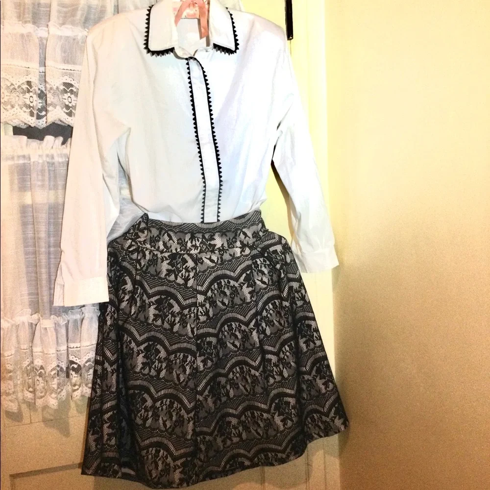 Black Lace skirt with A Cream Beige Color Liner